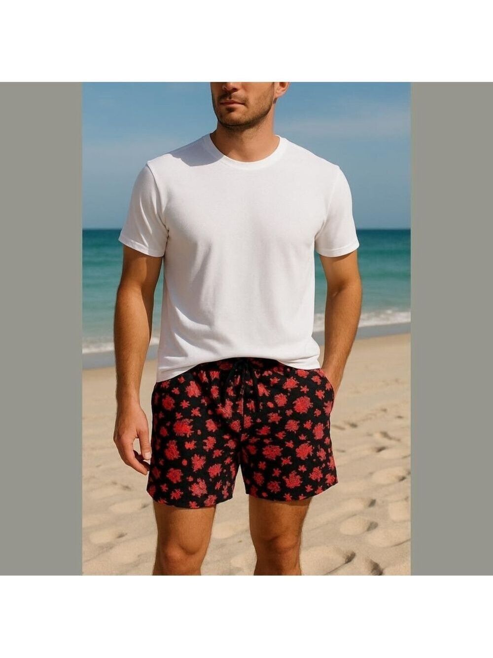 Men's Tallia Swim Shorts XXL Red Black